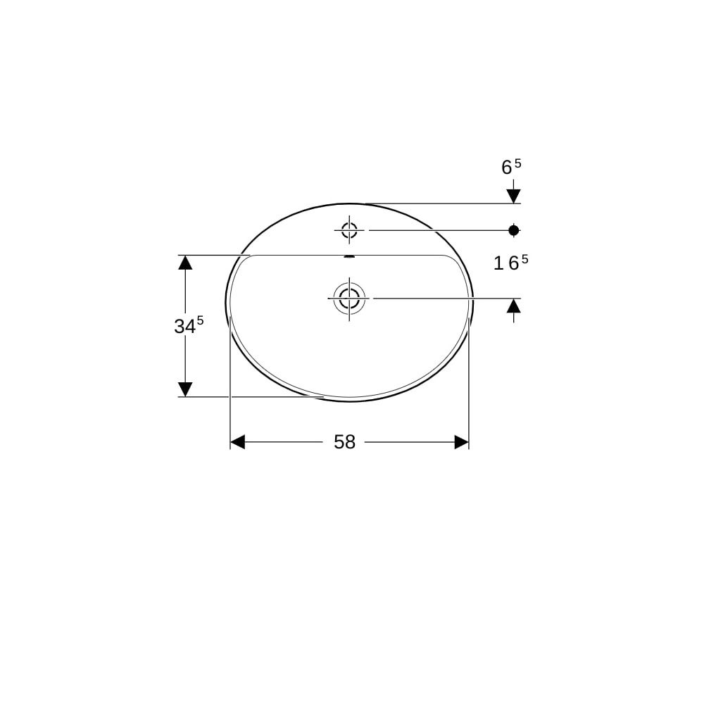 Geberit VariForm Einbauwaschtisch, oval, mit Hahnlochbank, B 60cm, Tiefe 48cm, Hahnl... GEBERIT-500725012 4025416839033 (Abb. 7)