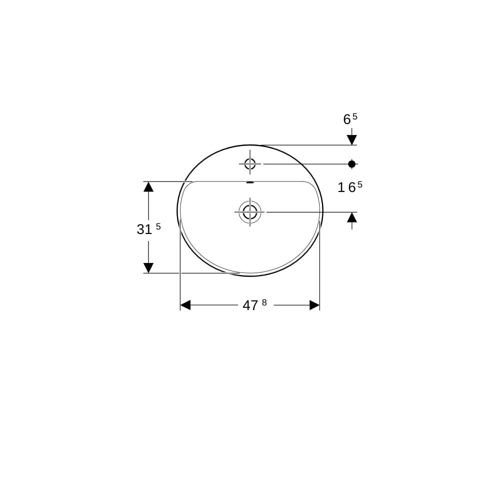 Geberit VariForm Einbauwaschtisch, oval mit Hahnlochbank, Breite 50cm, Tiefe 45cm, m... GEBERIT-500713002 4025416302179 (Abb. 7)