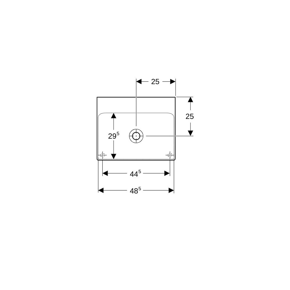 Geberit ONE Aufsatzwaschtisch rechteckig, Abgang vertikal, B 50cm, Tiefe 40cm, ohne ... GEBERIT-505031016 4025410953766 (Abb. 7)