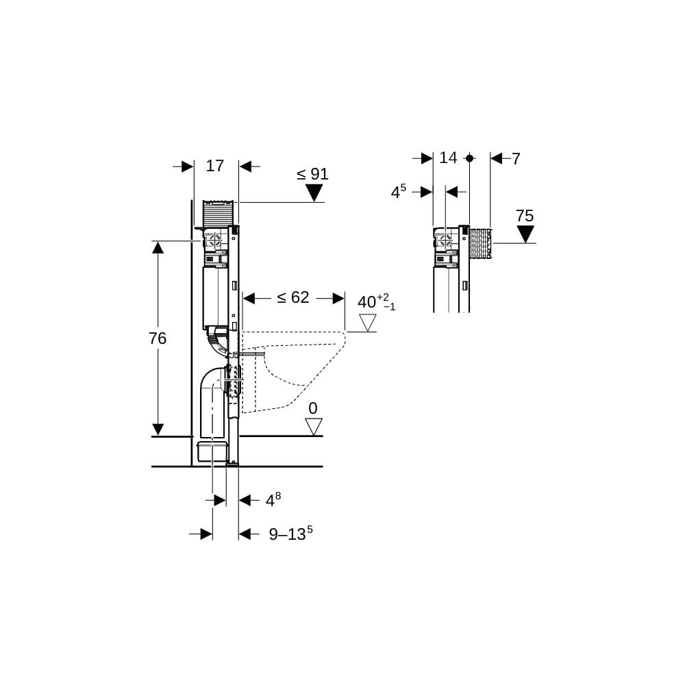 Geberit Duofix Element für Wand-WC 82cm, für Trockenbau, mit Omega Unterputzspülkast... GEBERIT-111003001 4025416301806 (Abb. 7)
