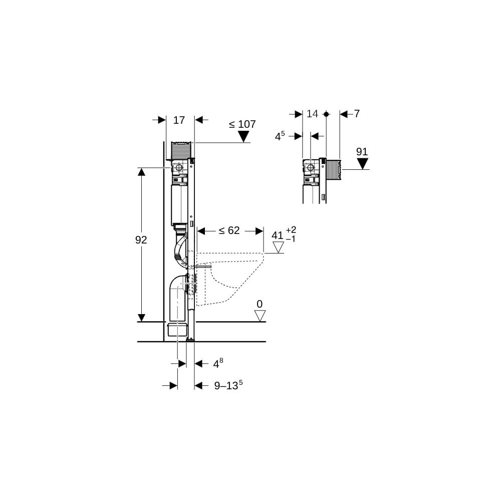 Geberit Duofix Element für Wand-WC 98cm, für Trockenbau, mit Omega Unterputzspülkast... GEBERIT-111030001 4025416301202 (Abb. 7)