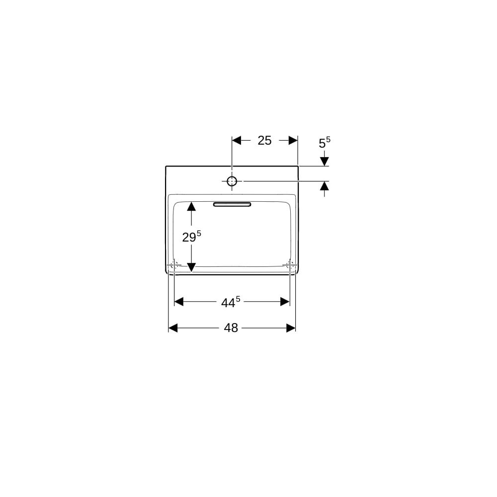 Geberit ONE Aufsatzwaschtisch rechteckig Abgang horiz. 50cm T 41cm Hahnloch mittig o... GEBERIT-505024001 4025410593795 (Abb. 7)