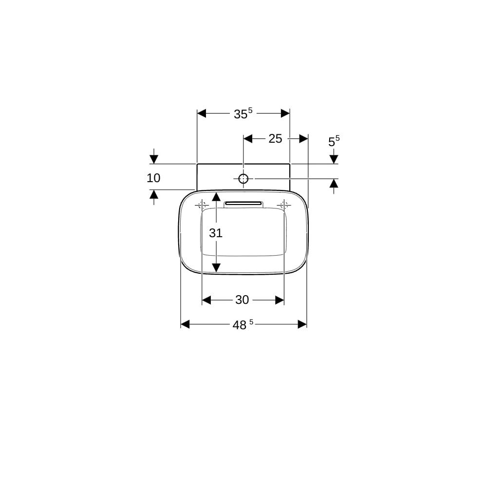 Geberit ONE Aufsatzwaschtisch Schalenform Abgang horizontal 50x42,5cm Hahnloch mitti... GEBERIT-505051001 4025410594020 (Abb. 7)