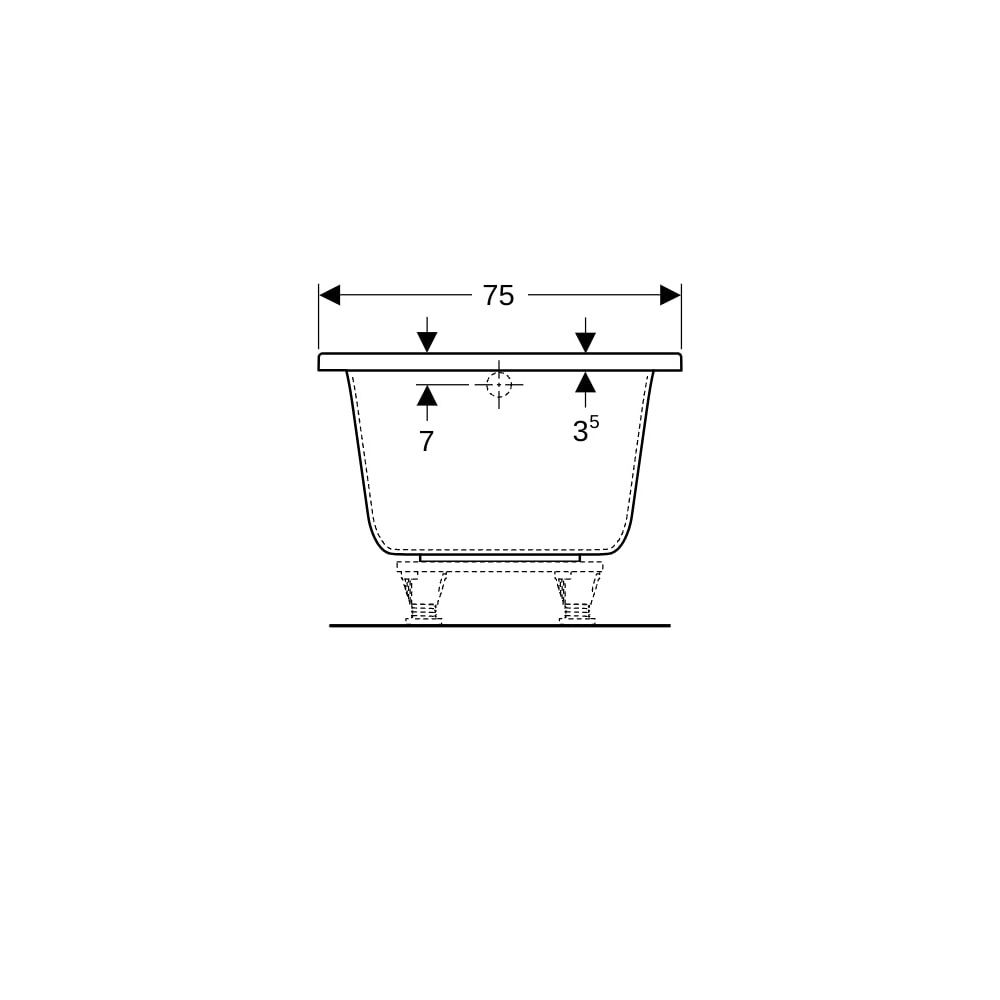 Geberit Renova Plan Rechteckbadewanne 160x75cm, Gesamtvolumen 196l... GEBERIT-554303011 4025410711014 (Abb. 9)