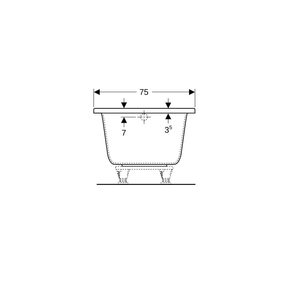 Geberit Renova Plan Rechteckbadewanne 170x75cm, Gesamtvolumen 212l... GEBERIT-554305011 4025410711038 (Abb. 9)