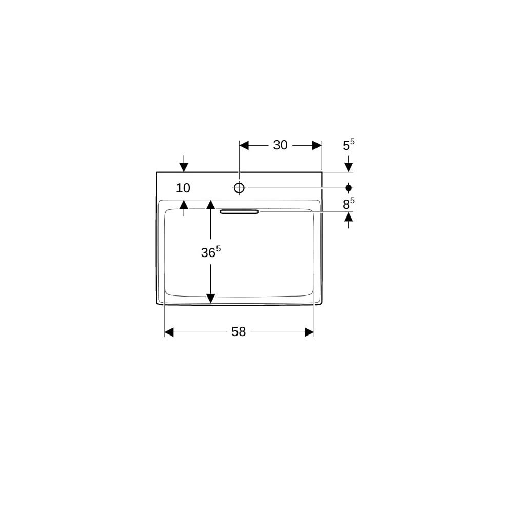 Geberit ONE Waschtisch Abgang horizontal, B 60cm, Tiefe 48cm, Hahnloch mittig, ohne ... GEBERIT-505034001 4025410593870 (Abb. 7)