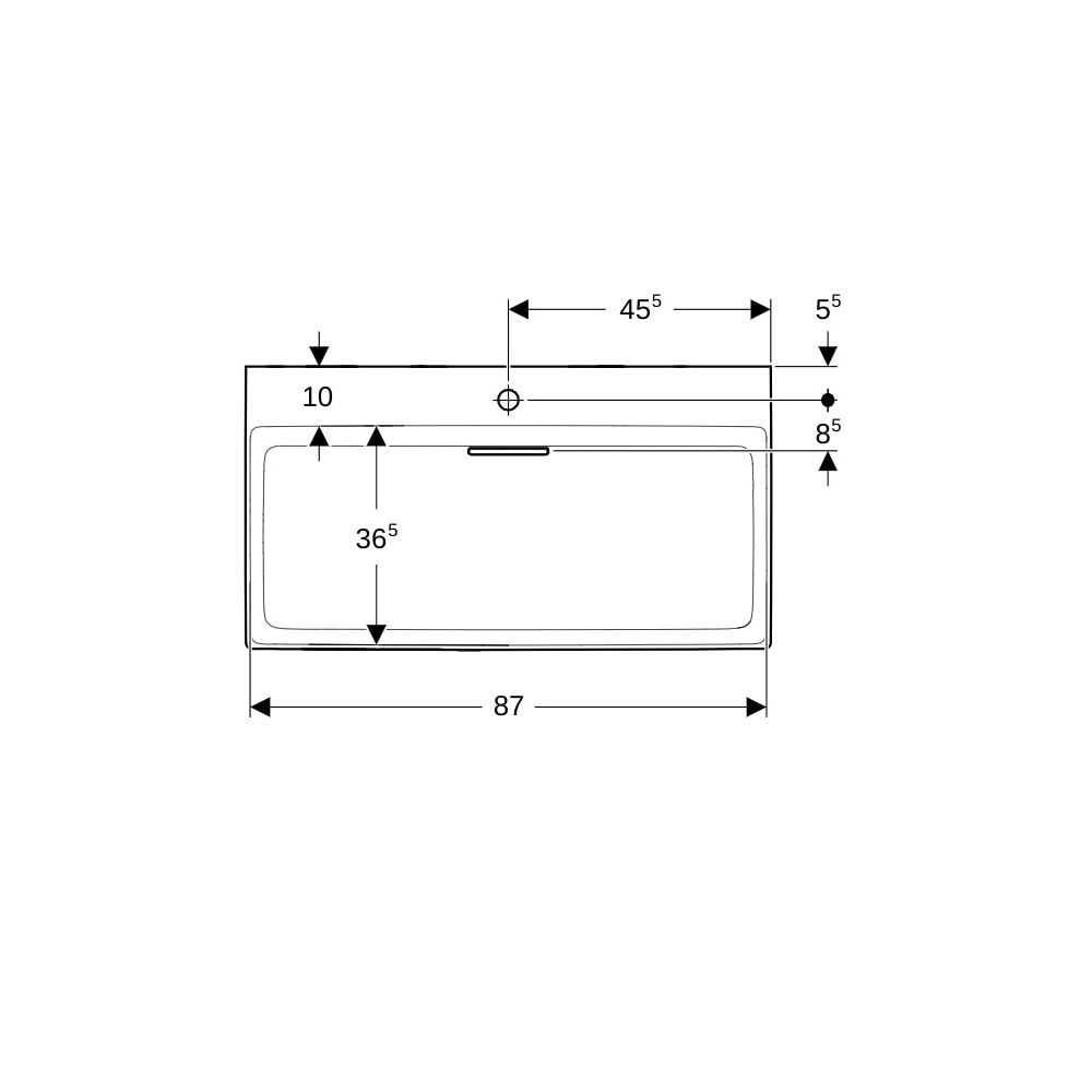Geberit ONE Waschtisch Abgang horizontal, B 90cm, Tiefe 48cm, Hahnloch mittig, ohne ... GEBERIT-505038001 4025410593917 (Abb. 7)