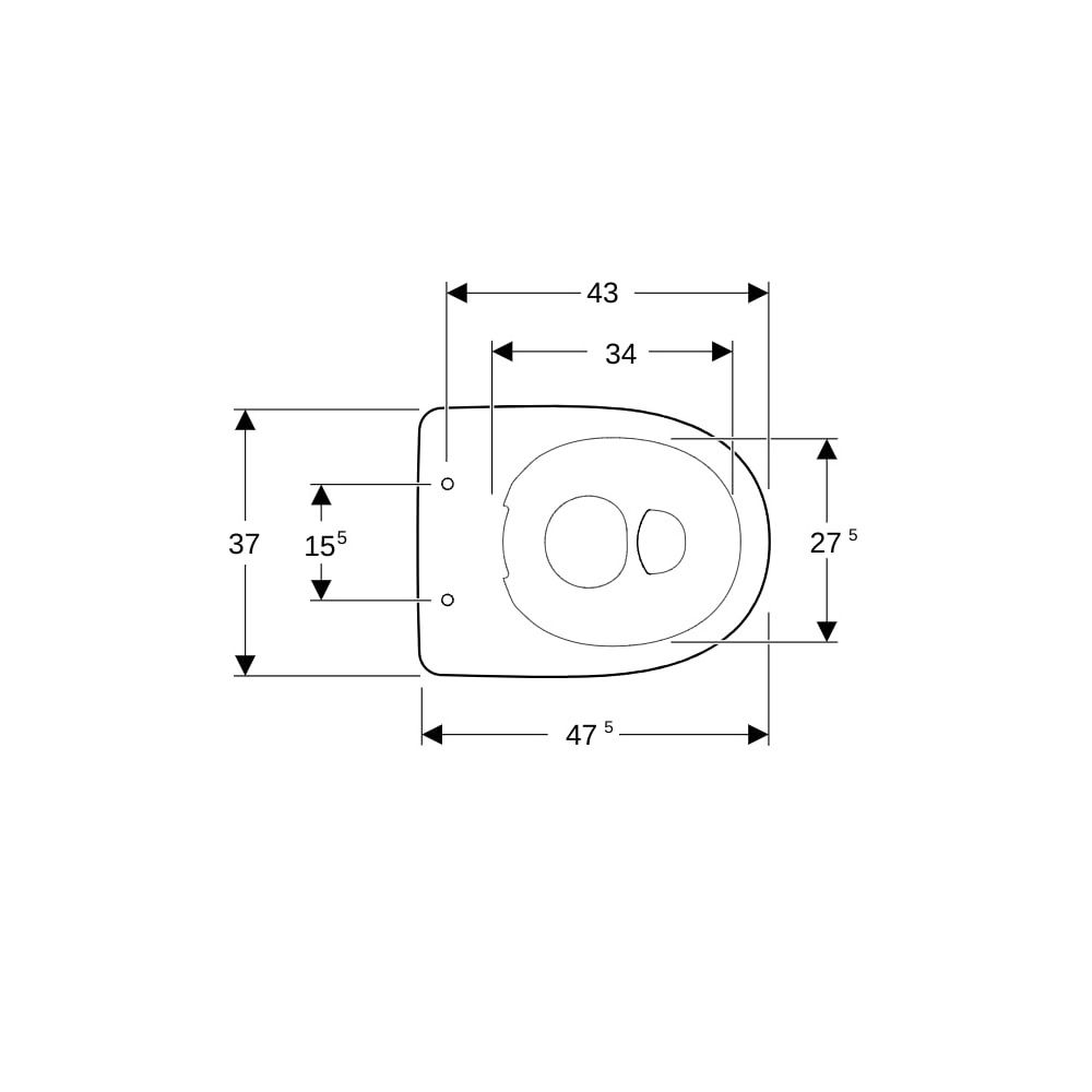 Geberit Renova Stand-WC Flachspüler, Abgang horizontal, Rimfree Tiefe 47cm, Weiß/Ker... GEBERIT-501984008 4025410605047 (Abb. 7)