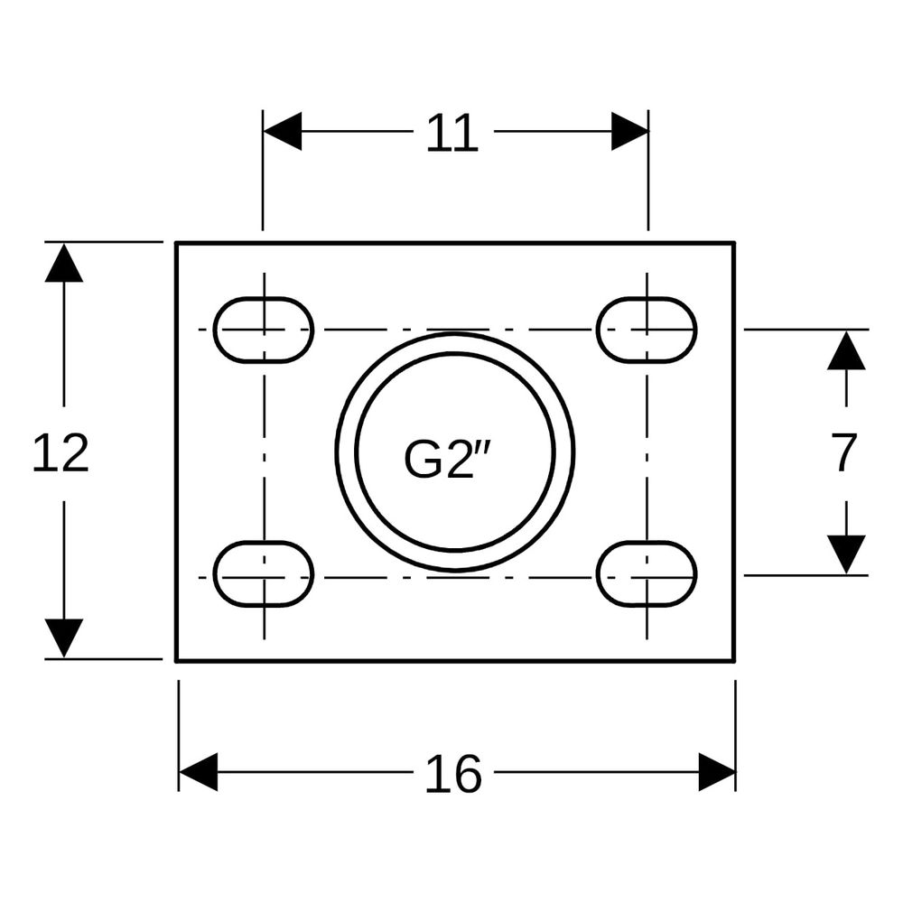 Geberit Grundplatte rechteckig, 16x12x3,6cm, G 2", Stahl, Galvanisch verzinkt... GEBERIT-362874261 4025410646132 (Abb. 10)
