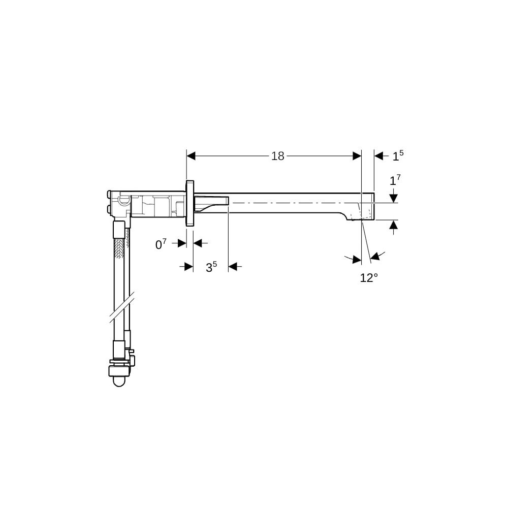 Geberit ONE Waschtischarmatur eckiges Design, Wandmontage, Länge 18cm Zweigriffmisch... GEBERIT-116461211 4025410718747 (Abb. 7)