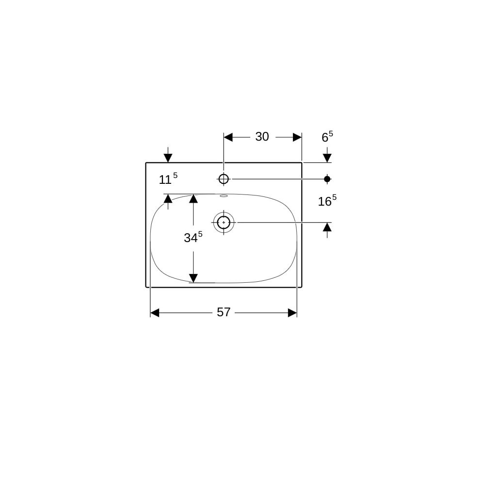 Geberit Acanto Waschtisch, Breite 60cm, Tiefe 48,2cm, Hahnloch mittig, Überlauf sich... GEBERIT-500620012 4022009352825 (Abb. 8)