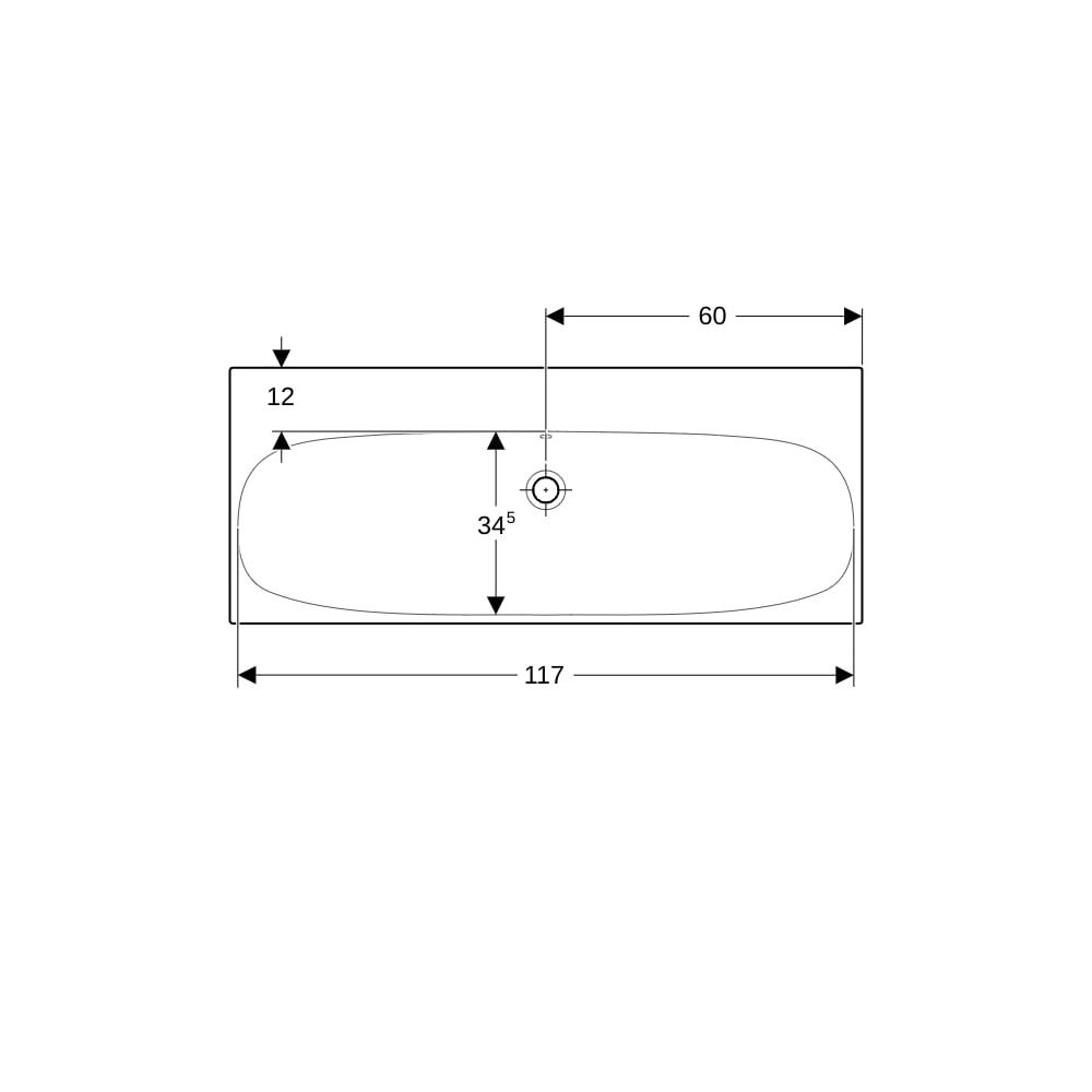Geberit Acanto Waschtisch, Breite 120cm, Tiefe 48,2cm, ohne Hahnloch, Überlauf sicht... GEBERIT-501880004 4025410895646 (Abb. 7)