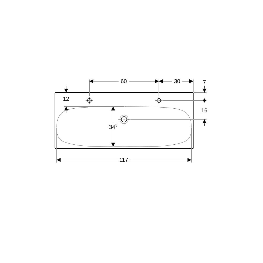 Geberit Acanto Waschtisch, Breite 120cm, Tiefe 48,2cm, Hahnloch links, rechts, ohne ... GEBERIT-501880005 4025410895653 (Abb. 7)