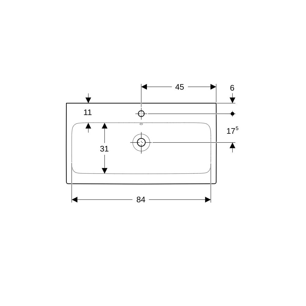 Geberit iCon Waschtisch, Breite 90cm, Tiefe 48,5cm, Hahnloch mittig, Überlauf sichtb... GEBERIT-124090600 4022009304367 (Abb. 7)