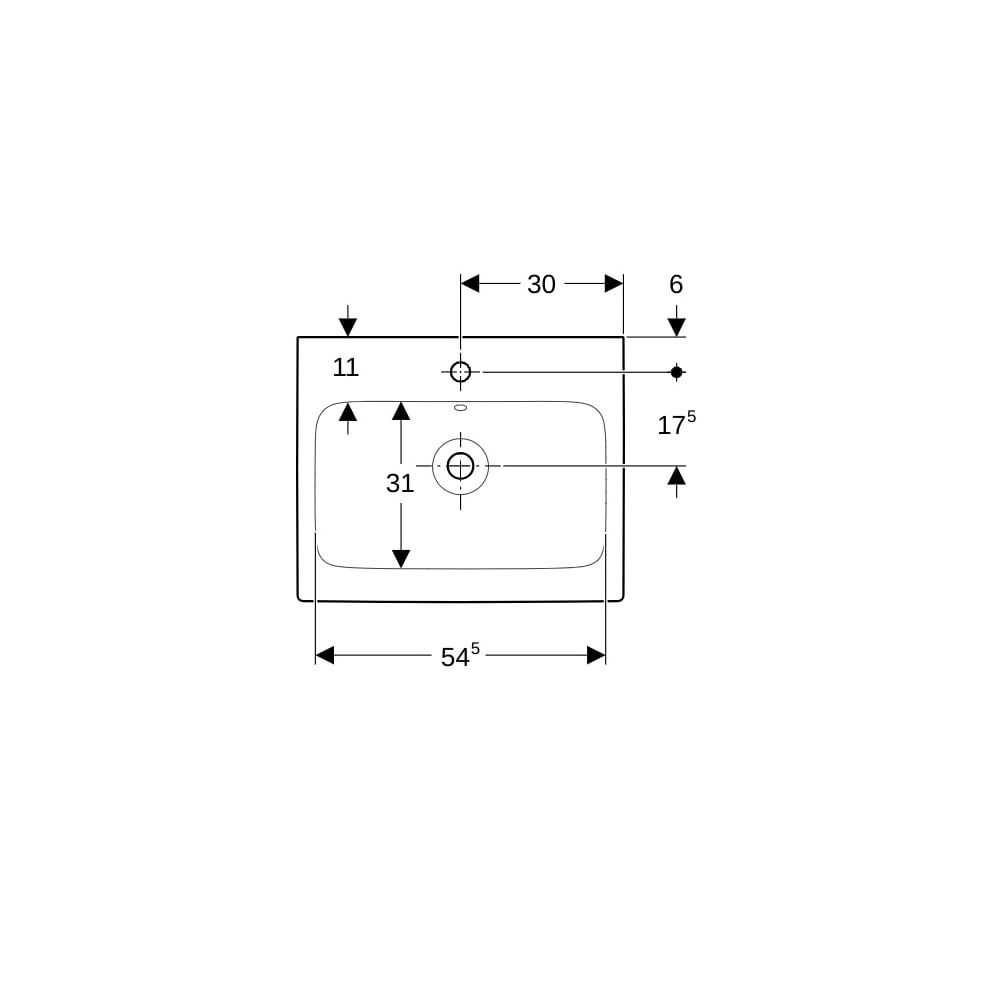 Geberit iCon Waschtisch, Breite 60cm, Tiefe 48,5cm, Hahnloch mittig, Überlauf sichtb... GEBERIT-124060600 4022009304329 (Abb. 7)