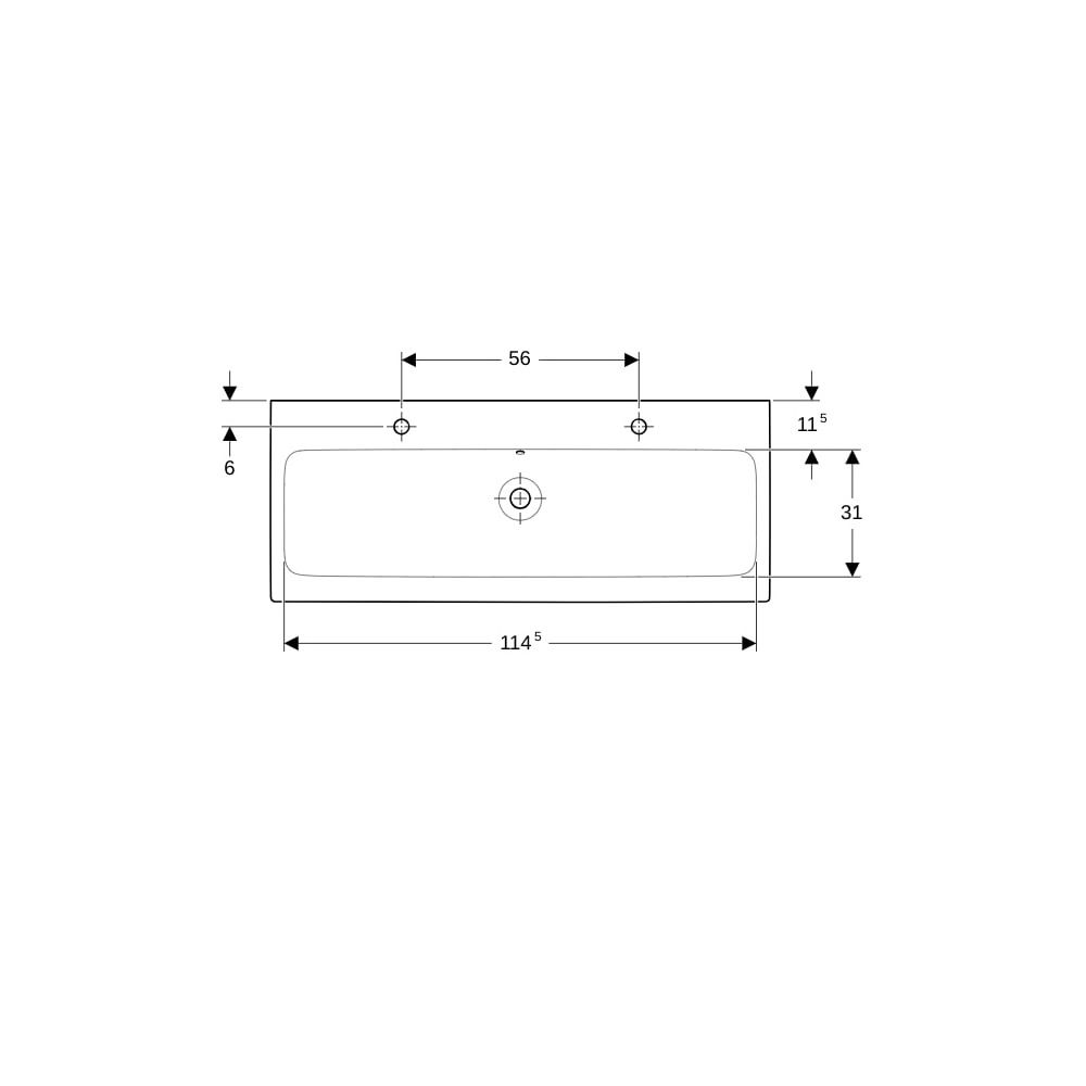 Geberit iCon Waschtisch, Breite 120cm, Tiefe 48,5cm, Hahnloch links, rechts, Überlau... GEBERIT-124020600 4022009304381 (Abb. 7)