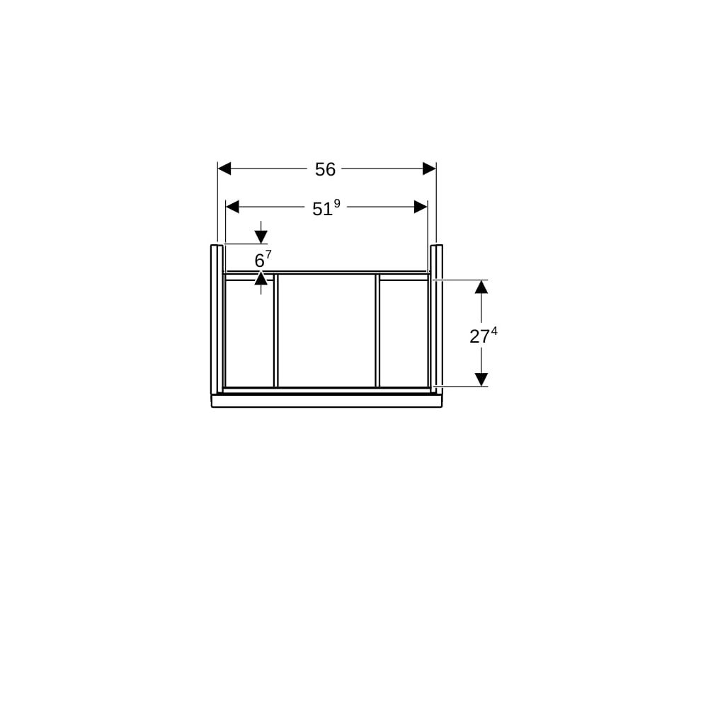 Geberit Acanto Unterschrank für WT 1 Schublade/Innenschublade verkürzte Ausladung WT... GEBERIT-503008JK1 4025410143532 (Abb. 4)
