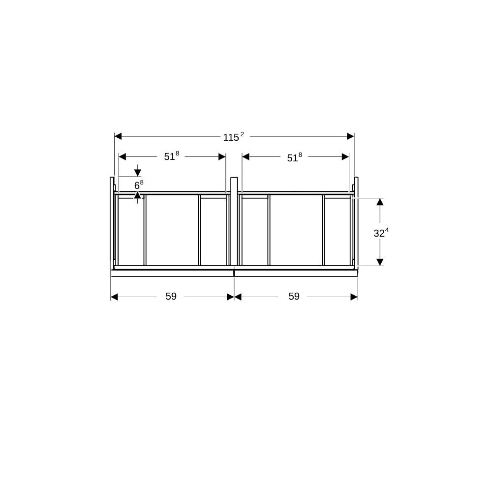 Geberit Acanto Unterschrank für Doppelwaschtisch 2 Schubladen/Innenschubladen WT 120... GEBERIT-503007012 4025410127563 (Abb. 4)