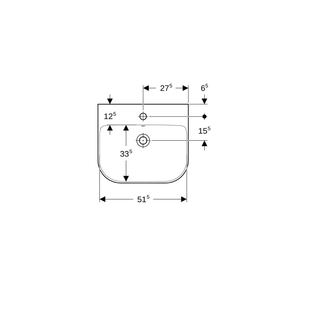 Geberit Smyle Waschtisch, Breite 55cm, Tiefe 48cm, Hahnloch mittig, Überlauf sichtba... GEBERIT-500227011 4025416520283 (Abb. 7)