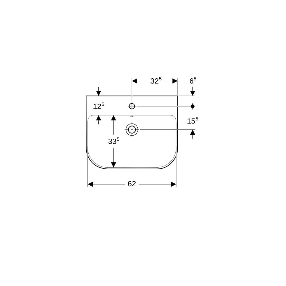 Geberit Smyle Waschtisch, Breite 65cm, Tiefe 48cm, Hahnloch mittig, Überlauf sichtba... GEBERIT-500230011 4025416520320 (Abb. 7)