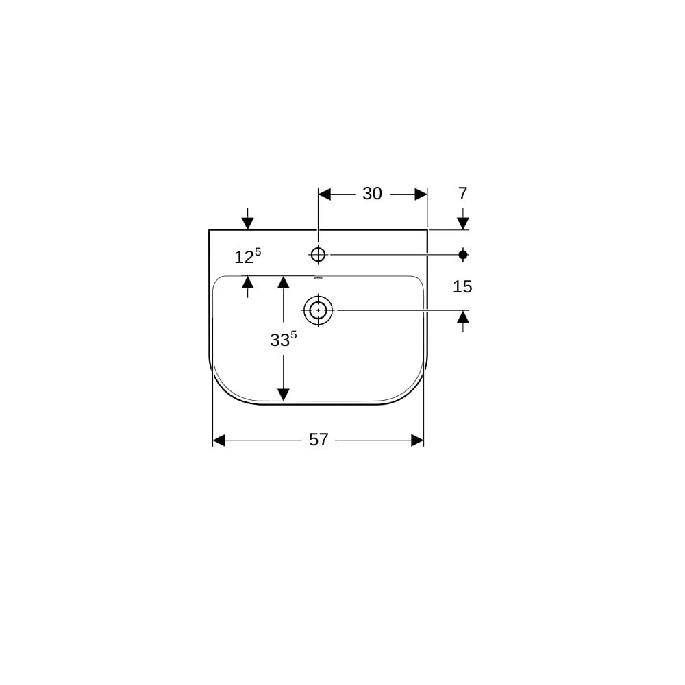 Geberit Smyle Waschtisch, Breite 60cm, Tiefe 48cm, Hahnloch mittig, Überlauf sichtba... GEBERIT-500228018 4025416358213 (Abb. 7)