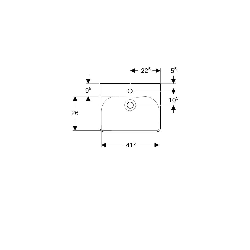Geberit Smyle Square Handwaschbecken, asymmetrischem Überlauf, 45x16x36cm, Hahnloch ... GEBERIT-500222018 4025416428893 (Abb. 7)