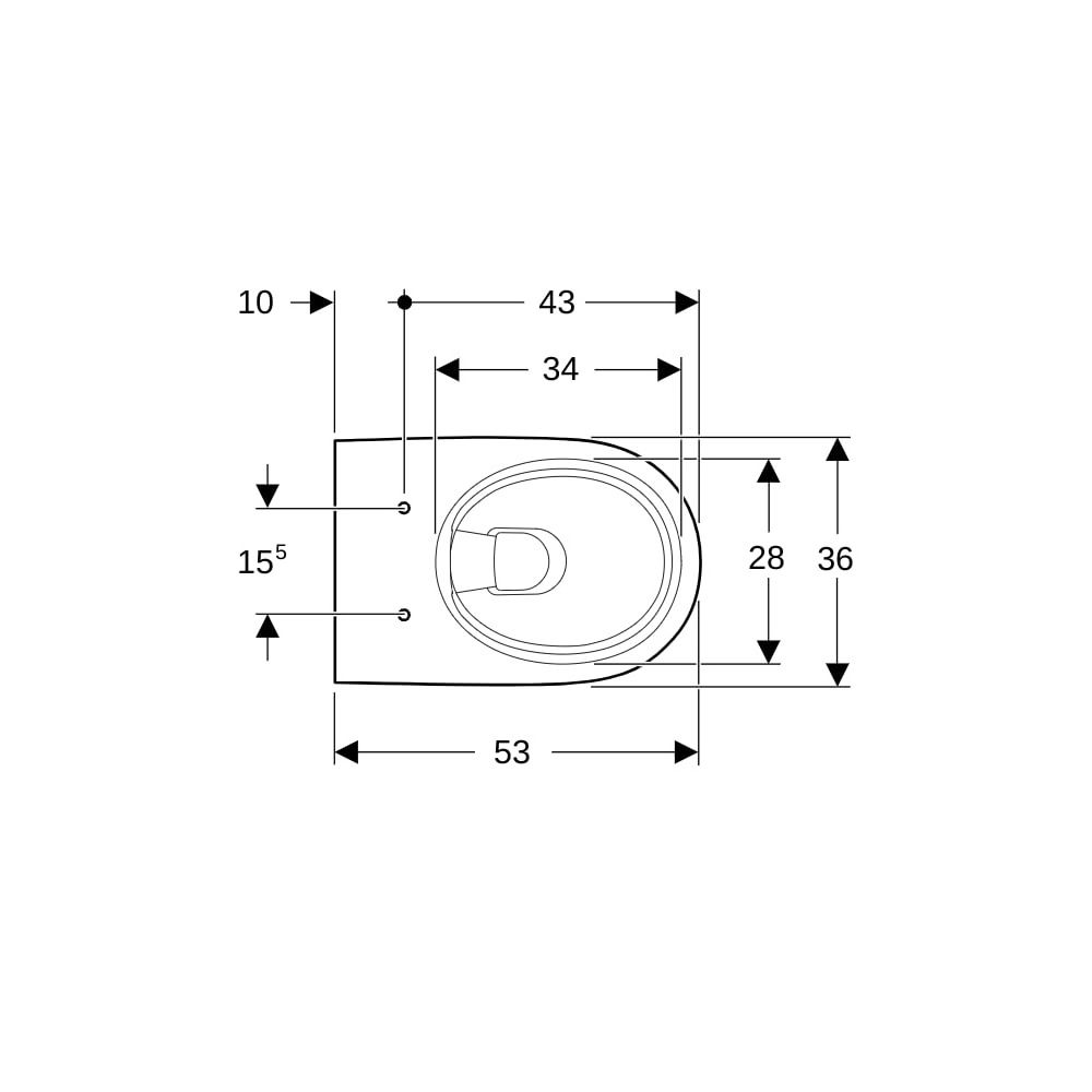 Geberit Renova Wand-WC Tiefspüler, teilgeschlossene Form, Rimfree Tiefe 53cm, Weiß/K... GEBERIT-203070600 4022009348293 (Abb. 7)