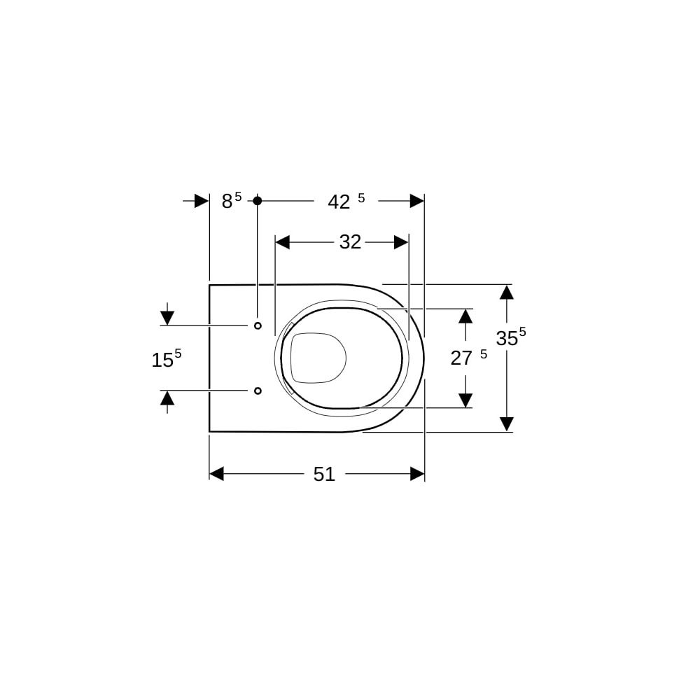 Geberit Acanto Wand-WC Tiefspüler, geschlossene Form, Rimfree Tiefe 51cm, Weiß/KeraT... GEBERIT-500600018 4022009353259 (Abb. 7)
