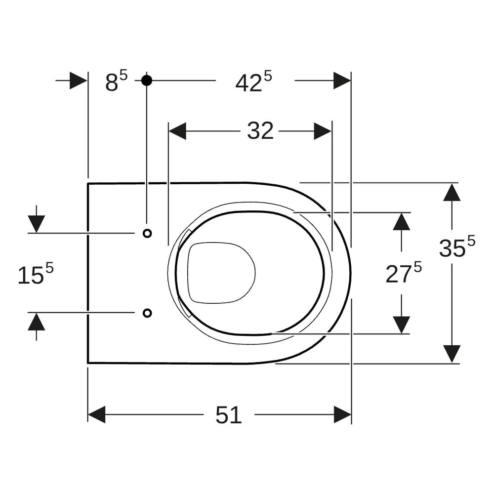 Geberit Acanto Wand-WC Tiefspüler, geschlossene Form, Rimfree Tiefe 51cm, Weiß... GEBERIT-500600012 4022009353242 (Abb. 12)