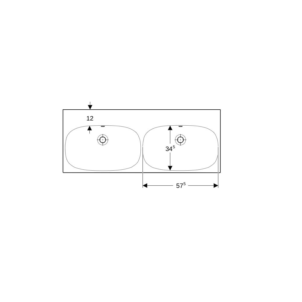 Geberit Acanto Doppelwaschtisch, Breite 120cm, Tiefe 48,2cm, ohne Hahnloch, Überlauf... GEBERIT-500628012 4022009352900 (Abb. 8)