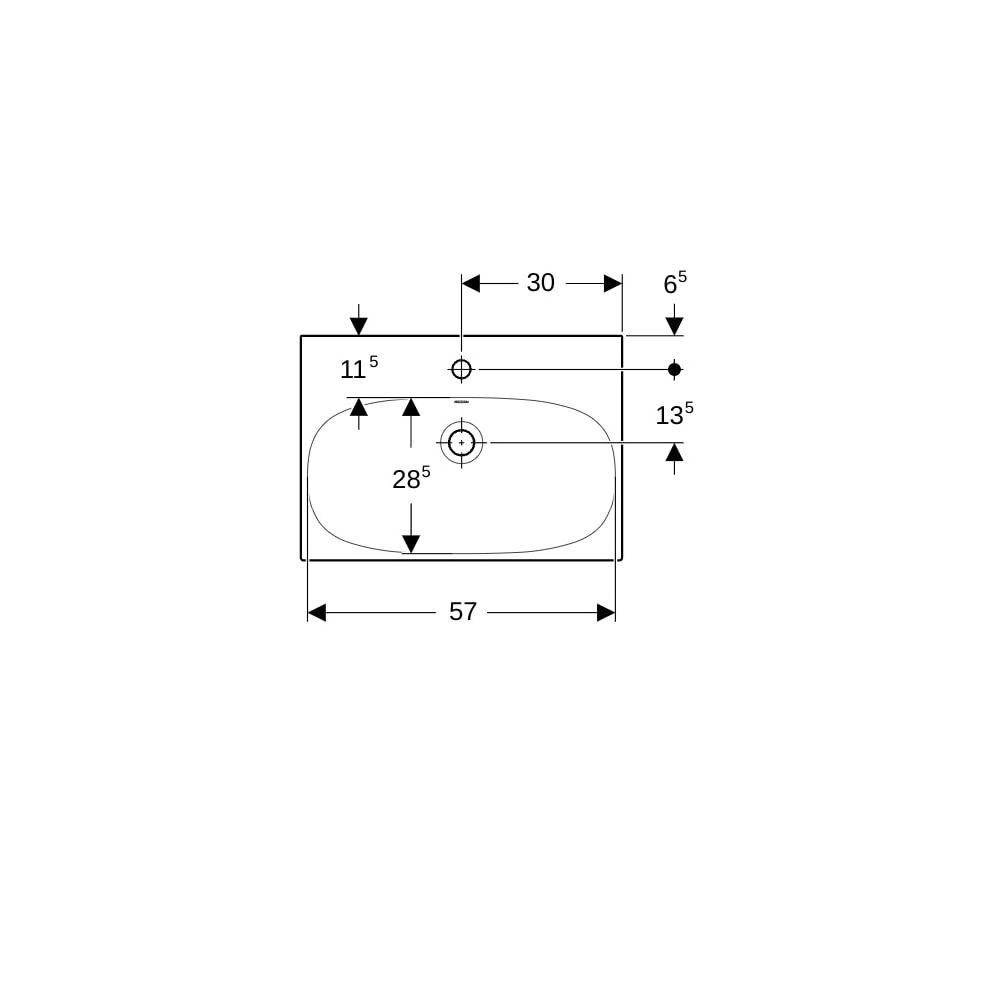 Geberit Acanto Waschtisch verkürzte Ausladung, Breite 60cm, Tiefe 42,2cm, Hahnloch m... GEBERIT-500631012 4022009352931 (Abb. 7)