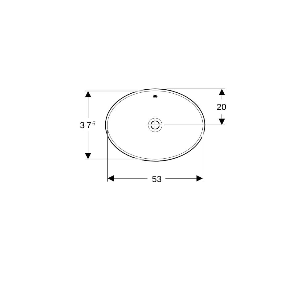 Geberit VariForm Einbauwaschtisch, oval, Breite 55cm, Tiefe 40cm, ohne Hahnloch, Übe... GEBERIT-500717012 4025416835202 (Abb. 7)