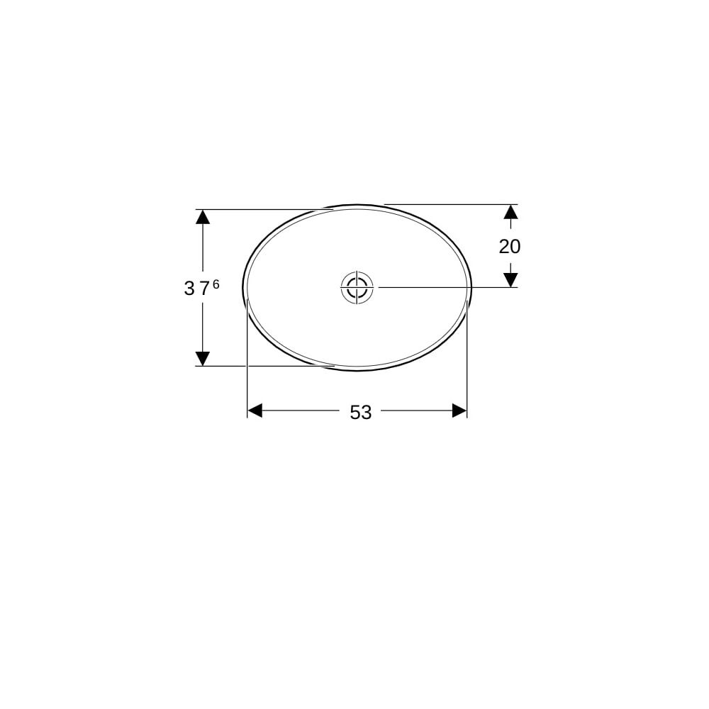 Geberit VariForm Einbauwaschtisch, oval, Breite 55cm, Tiefe 40cm, ohne Hahnloch, ohn... GEBERIT-500719012 4025416835592 (Abb. 7)