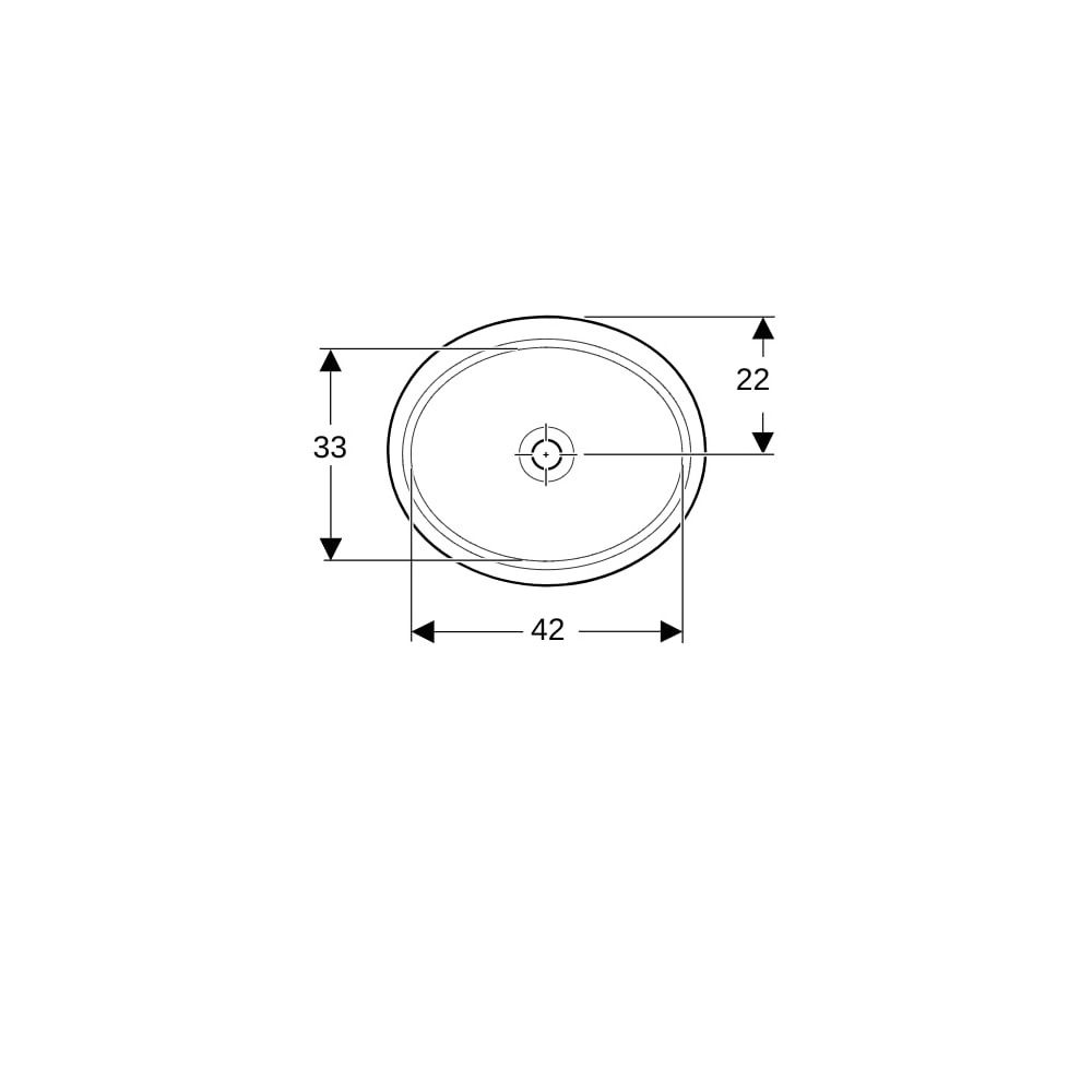 Geberit VariForm Unterbauwaschtisch oval Breite 42cm, Tiefe 42cm, ohne Hahnloch, ohn... GEBERIT-500751012 4025416772040 (Abb. 8)