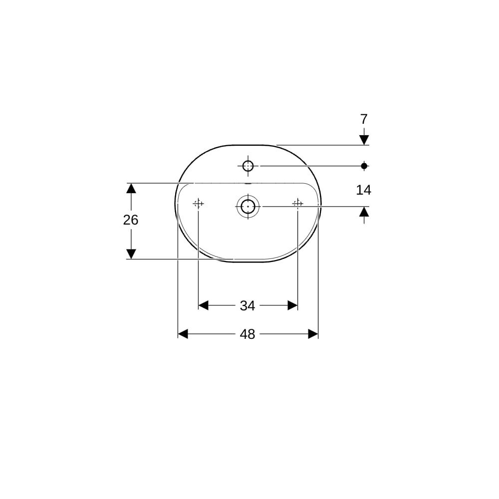 Geberit VariForm Aufsatzwaschtisch, elliptisch, Hahnlochbank, B 50cm T 40cm Hahnloch... GEBERIT-500775012 4025416688037 (Abb. 7)