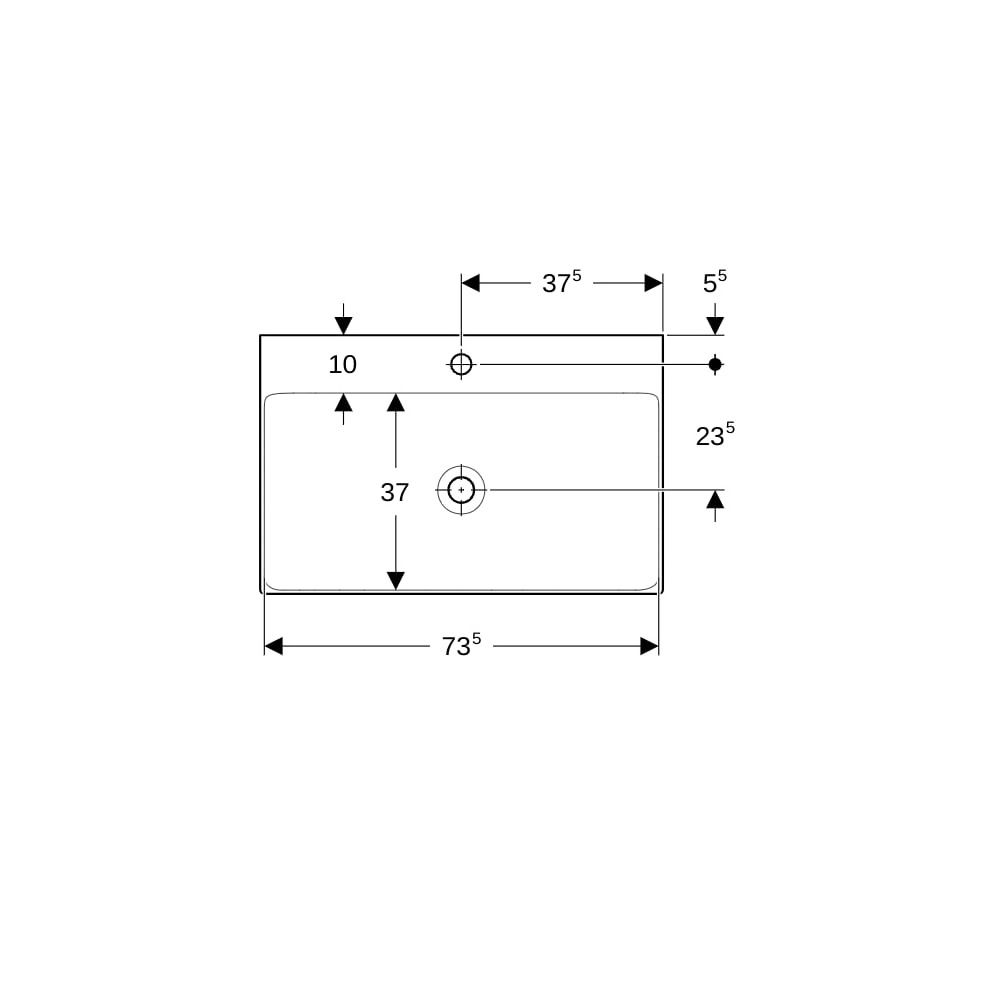 Geberit ONE Waschtisch Abgang vertikal, Breite 75cm, Tiefe 48cm, Hahnloch mittig, oh... GEBERIT-505020012 4025410953636 (Abb. 7)