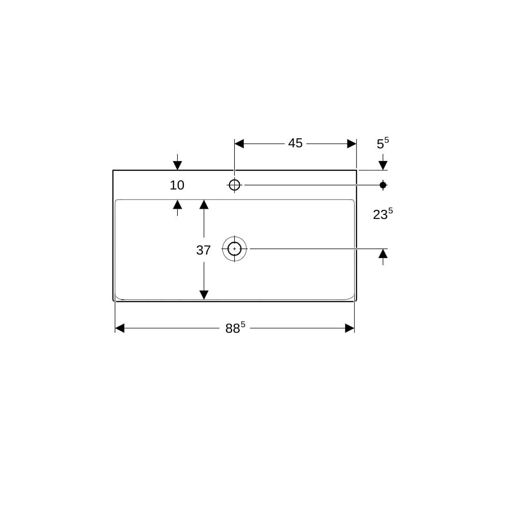 Geberit ONE Waschtisch Abgang vertikal, Breite 90cm, Tiefe 48cm, Hahnloch mittig, oh... GEBERIT-505020013 4025410953643 (Abb. 7)