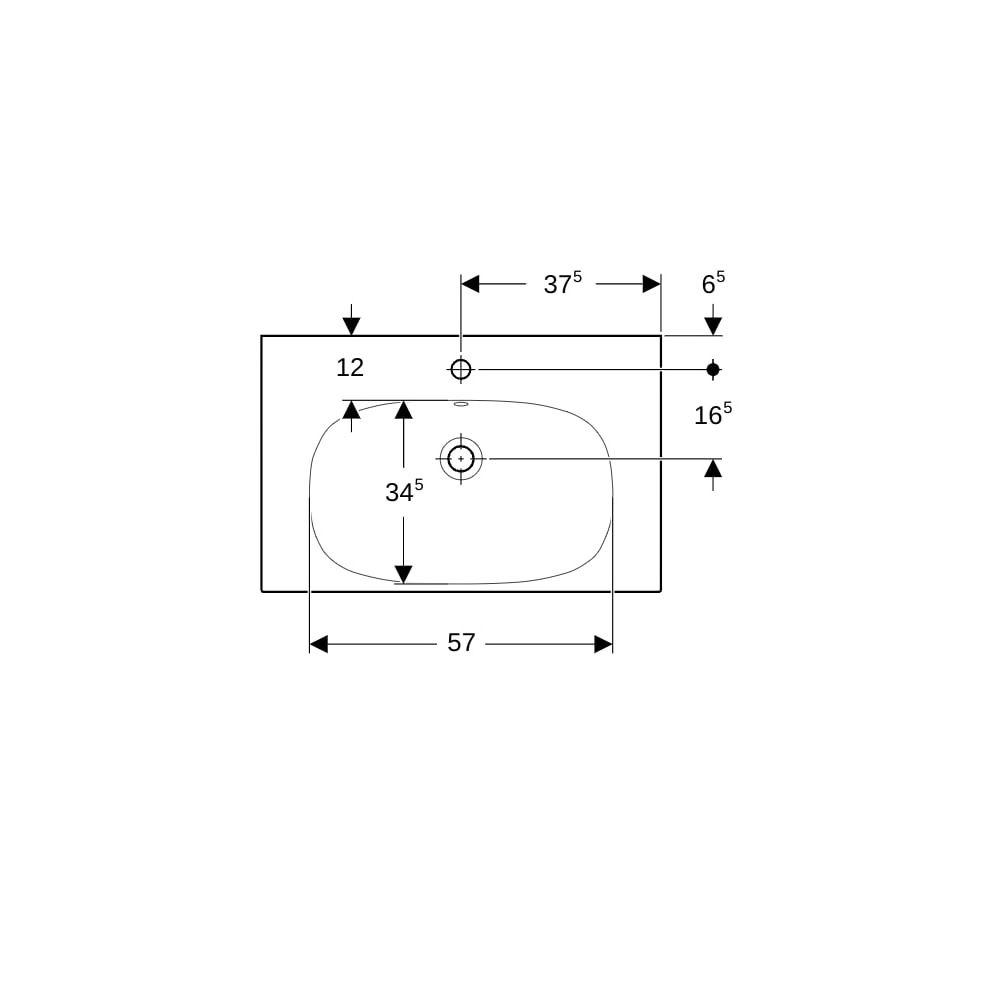 Geberit Acanto Waschtisch mit Ablagefläche, Breite 75cm, Tiefe 48,2cm, Hahnloch mitt... GEBERIT-500622018 4022009353013 (Abb. 7)