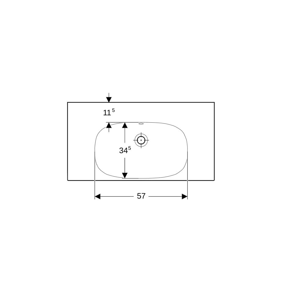 Geberit Acanto Waschtisch mit Ablagefläche, Breite 90cm, Tiefe 48,2cm, ohne Hahnloch... GEBERIT-500624012 4022009355147 (Abb. 8)