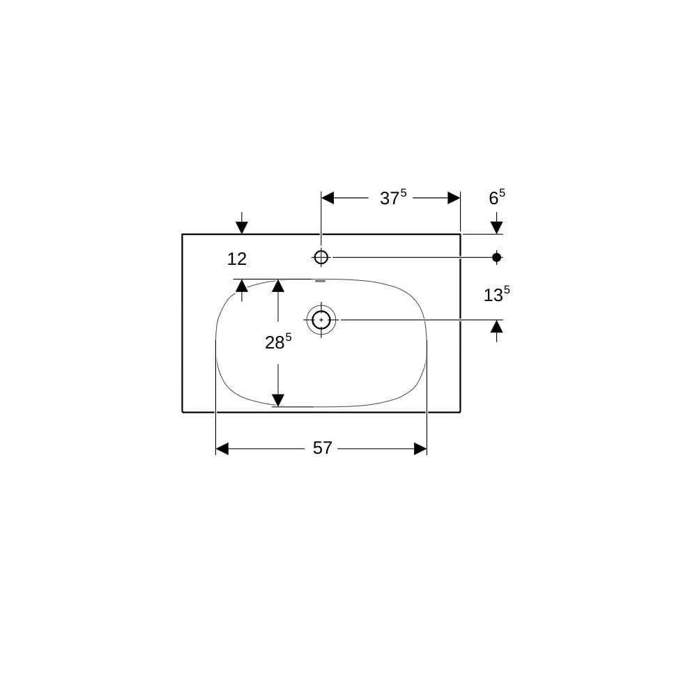 Geberit Acanto Waschtisch verk. Ausladung, Ablagefläche, B 75cm T 42,2cm Hahnloch mi... GEBERIT-500632018 4022009353112 (Abb. 7)