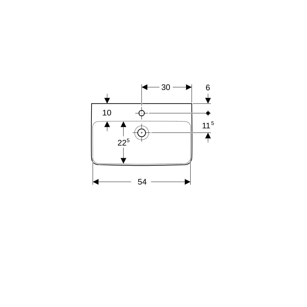 Geberit Renova Compact Waschtisch, Breite 60cm, Tiefe 37cm, Hahnloch mittig, Überlau... GEBERIT-226160000 4022009327212 (Abb. 7)