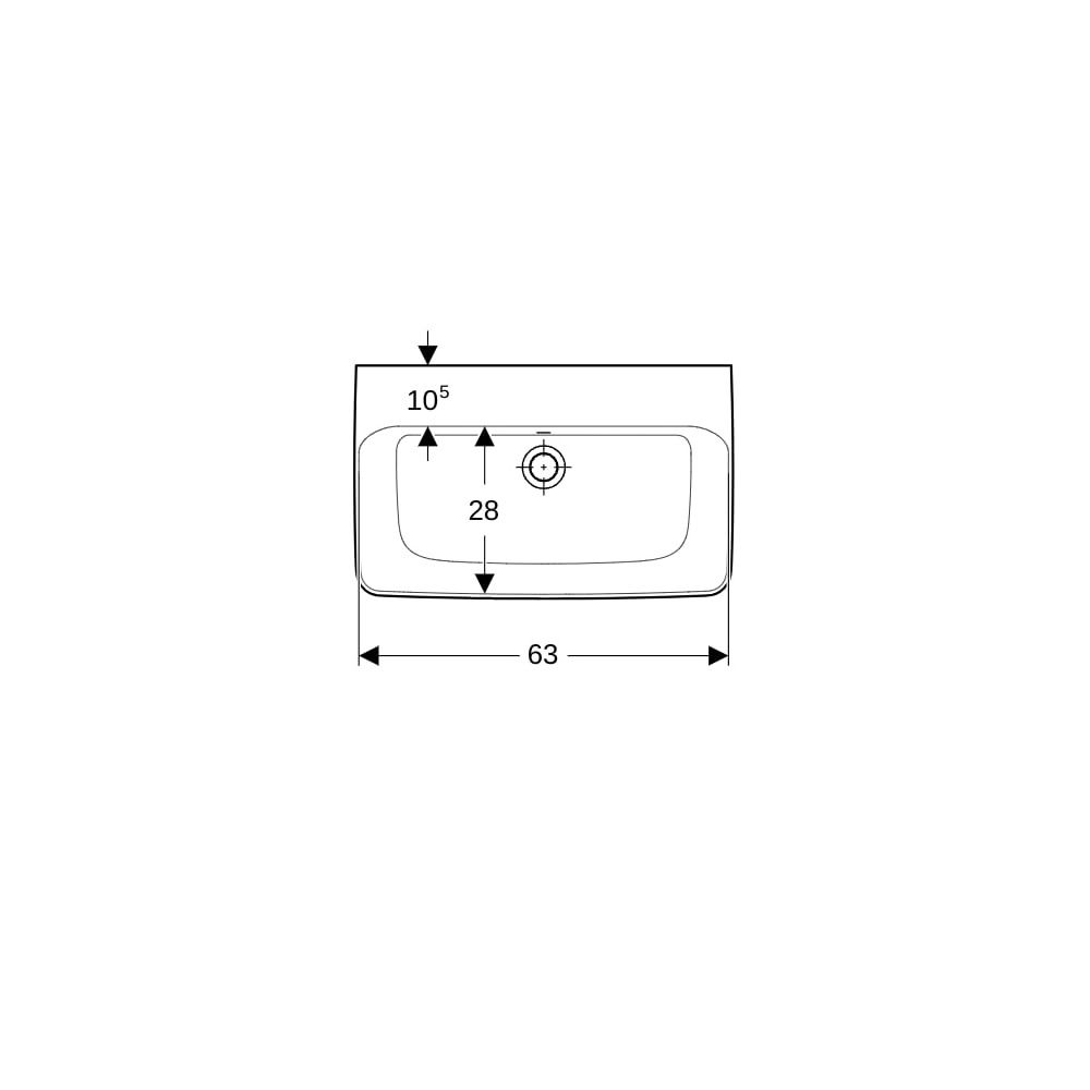 Geberit Renova Compact Waschtisch, Breite 65cm, Tiefe 40cm, ohne Hahnloch, Überlauf ... GEBERIT-501716001 4025410868749 (Abb. 7)