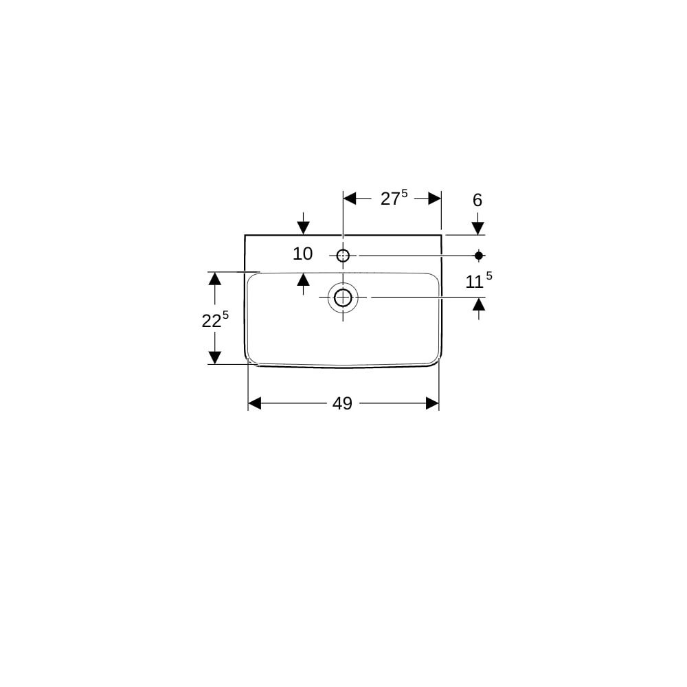 Geberit Renova Compact Waschtisch, 55x37cm, Hahnloch, ohne Überlauf, Weiß... GEBERIT-502998001 4064746008214 (Abb. 4)
