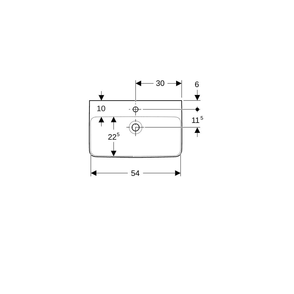 Geberit Renova Compact Waschtisch, 60x37cm, Hahnloch, ohne Überlauf, Weiß... GEBERIT-502999001 4064746008238 (Abb. 4)