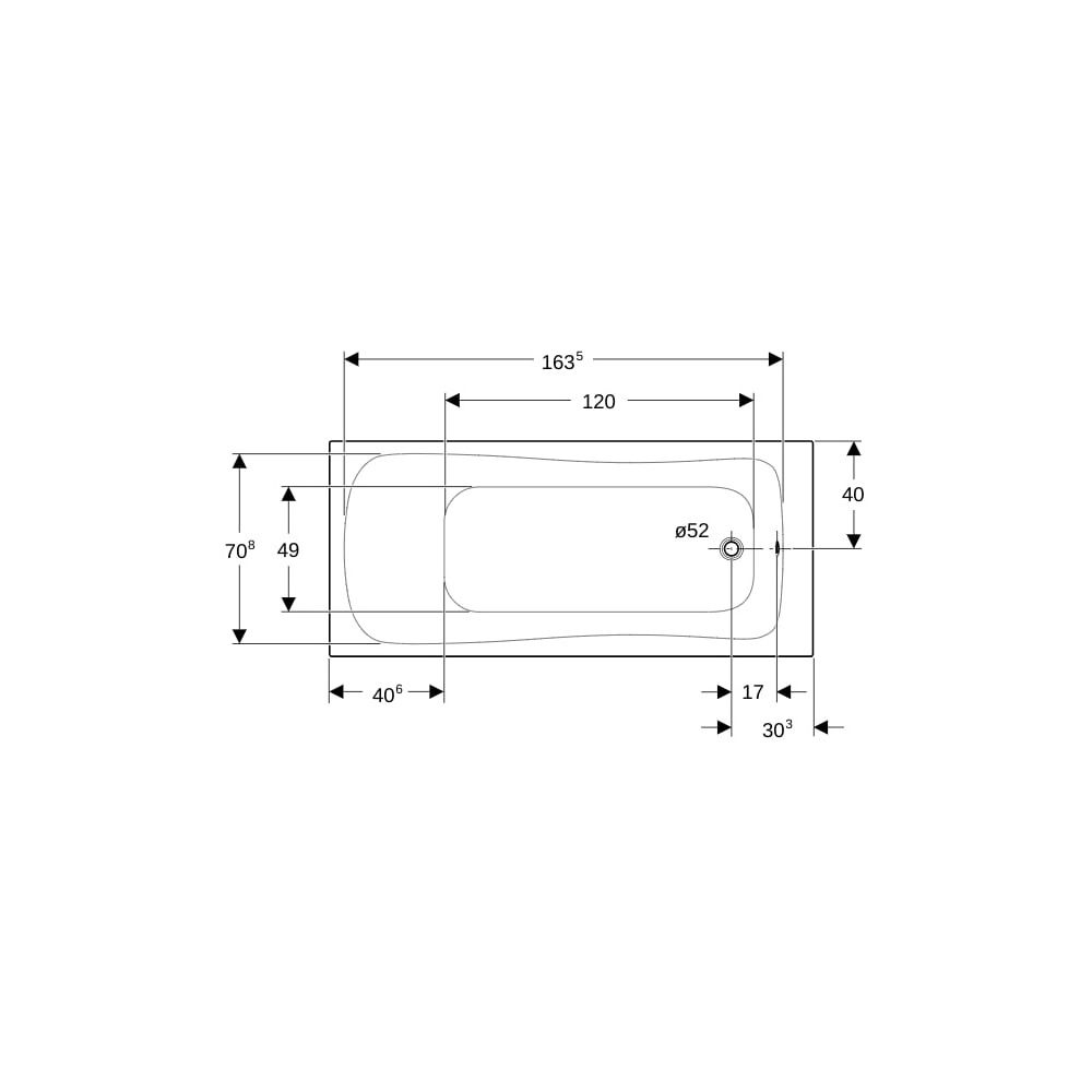 Geberit Renova Rechteckbadewanne 180x80cm, Gesamtvolumen 218l... GEBERIT-554206011 4025410591050 (Abb. 7)