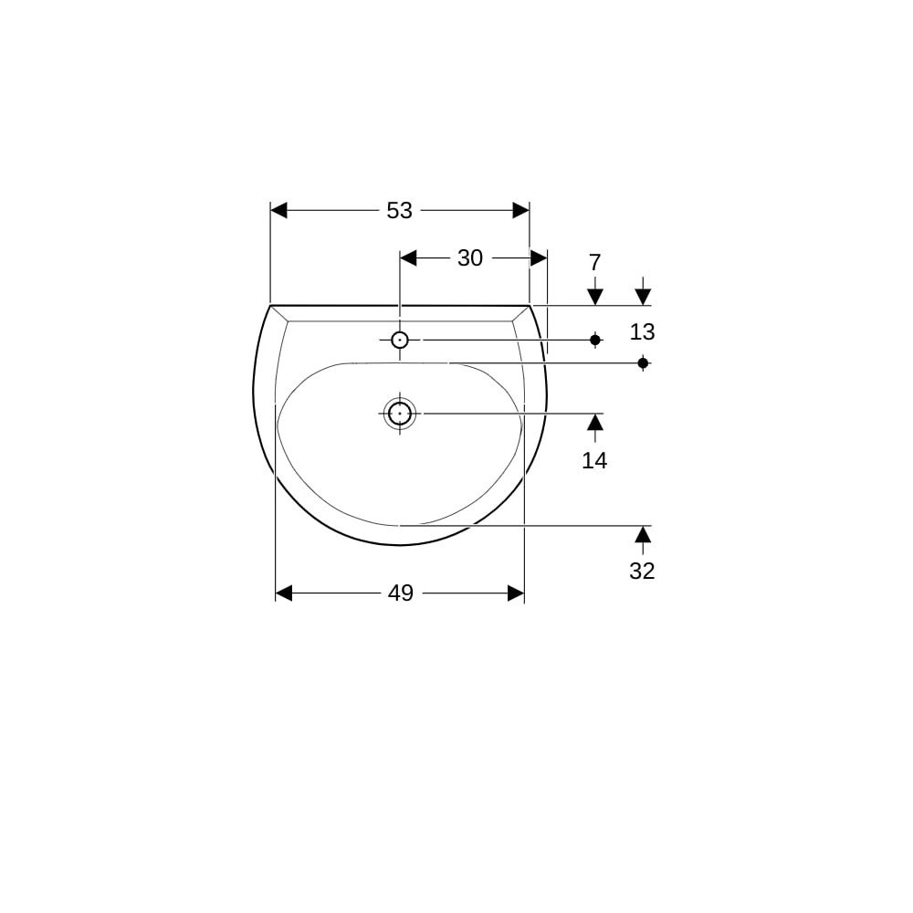 Geberit Renova Waschtisch, Breite 60cm, Tiefe 49cm, Hahnloch mittig, Überlauf sichtb... GEBERIT-223060010 4022009269376 (Abb. 7)