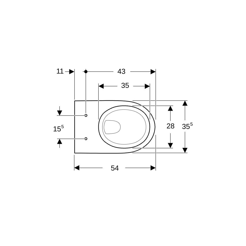 Geberit Renova Wand-WC Tiefspüler, Rimfree Tiefe 54cm, Weiß/KeraTect... GEBERIT-203050600 4022009315769 (Abb. 7)