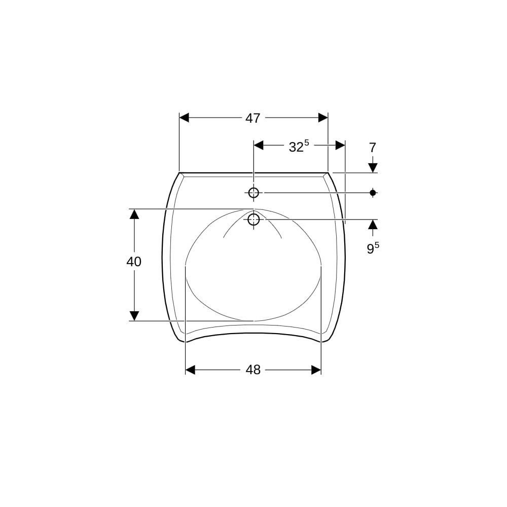 Geberit Vitalis Waschtisch barrierefrei, Breite 65cm, Tiefe 60cm, Hahnloch mittig, Ü... GEBERIT-121766000 4022009204049 (Abb. 7)