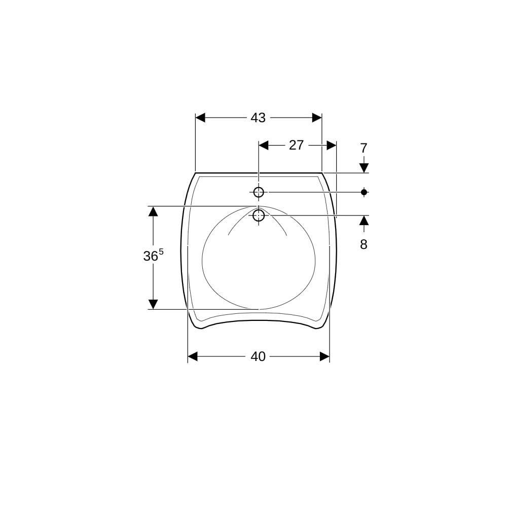 Geberit Vitalis Waschtisch barrierefrei, Breite 55cm, Tiefe 55cm, Hahnloch mittig, Ü... GEBERIT-501542011 4025410756985 (Abb. 7)