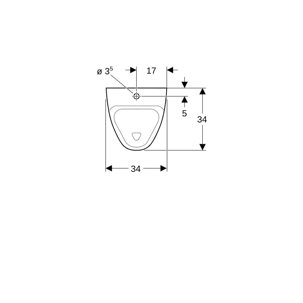 Geberit Alivio Urinal Zulauf von oben, Tiefe 34cm, Abgang nach hinten oder nach unte... GEBERIT-238150000 4022009328899 (Abb. 7)